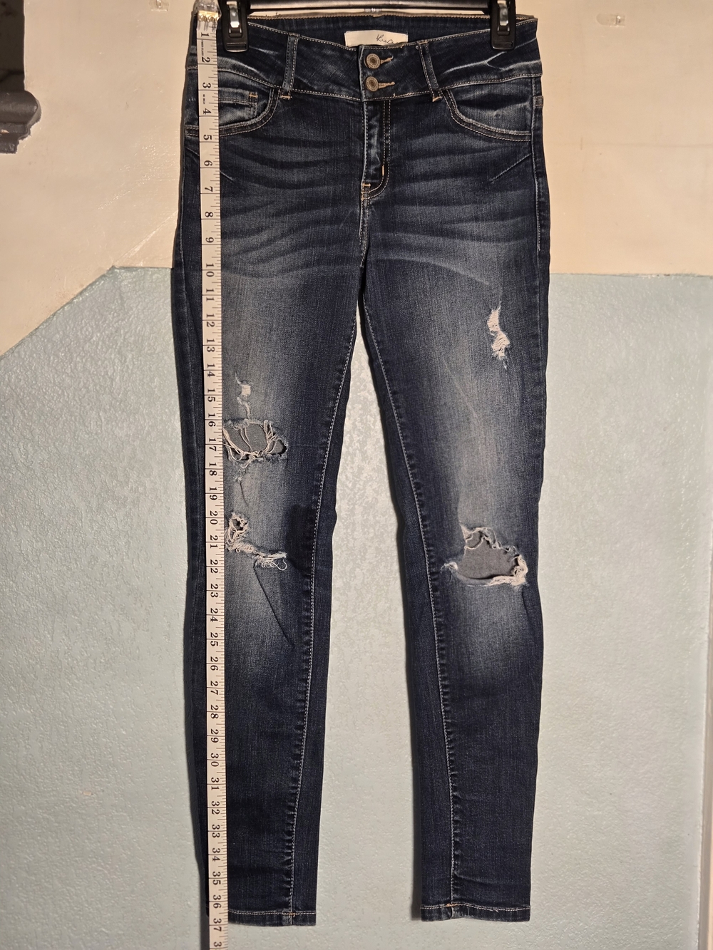 KanCan Dark Wash Distressed Skinny Jeans